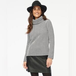 J. Crew Factory Long Sleeve Funnel Neck Pullover Herringbone Fleece Lined Size M